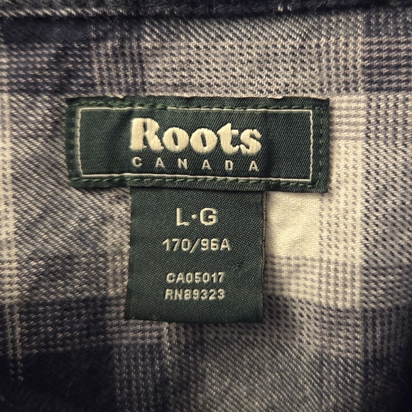 Roots Women's Long Sleeve Plaid Shirt  Dress - Navy Blue and White  Size L - Picture 6 of 7